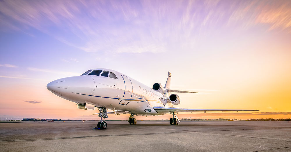 Private Jet  Quote Sunset Picture of a Falcon Jet