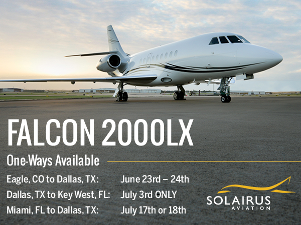 Falcon 2000LX One-Way Charter Flights Available